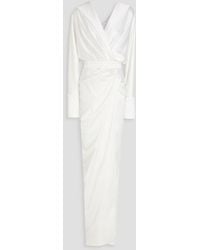 Rhea Costa - Wrap-Effect Satin Gown - Lyst