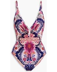 Zimmermann - Ruched Paisley-print Swimsuit - Lyst