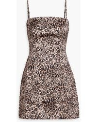HVN - Mia Leopard-Print Satin Mini Dress - Lyst
