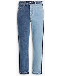 RED Valentino - Frayed Patchwork-effect High-rise Straight-leg Jeans - Lyst