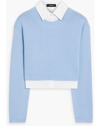 Theory - Layered Poplin-trimmed Cashmere Sweater - Lyst