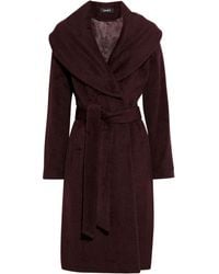 DKNY Belted Brushed Wool-blend Coat - Multicolour