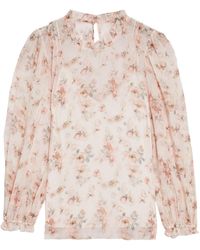 Cami NYC Nelly Pintucked Floral-print Silk-chiffon Blouse - Pink