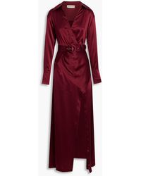 Nicholas - Electra Belted Wrap-effect Silk-satin Maxi Dress - Lyst
