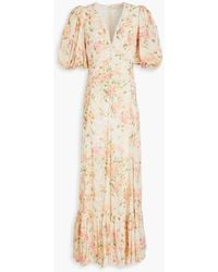 byTiMo - Crochet-trimmed Floral-print Crepe Maxi Dress - Lyst