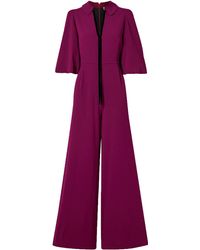Seren London Tallulah Velvet-trimmed Crepe Jumpsuit - Purple