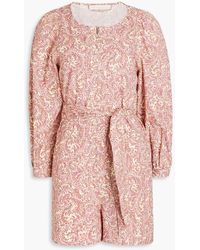 Vanessa Bruno Rossano Belted Printed Cotton Playsuit - Natural