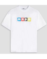 MSGM - T-shirt aus baumwoll-jersey mit print - Lyst