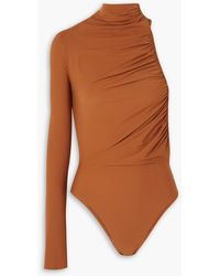 David Koma - One Shouldered Ruched Stretch-jersey Bodysuit - Lyst