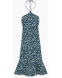 Agua Bendita - Ati Cosecha Fluted Printed Cotton-blend Halterneck Midi Dress - Lyst