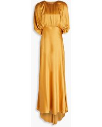 ROKSANDA - Gathered Washed Silk Maxi Dress - Lyst