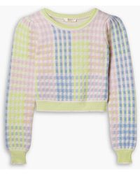 LoveShackFancy - Dolana Cropped Checked Knitted Sweater - Lyst
