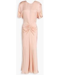 Victoria Beckham - Ruched Floral-Jacquard Midi Dress - Lyst