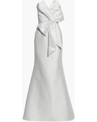 Badgley Mischka Strapless Bow-embellished Satin-twill Gown - White
