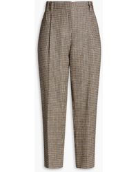 Brunello Cucinelli - Bead-embellished Metallic Tweed Houndstooth Tapered Pants - Lyst