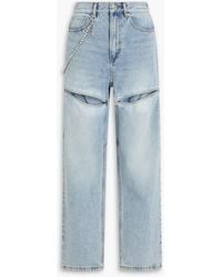 Area - Cutout Crystal-embellished High-rise Straight-leg Jeans - Lyst