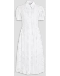 Alberta Ferretti - Broderie Anglaise Cotton Midi Shirt Dress - Lyst
