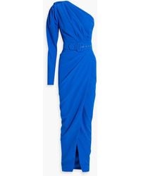 Rhea Costa - One-sleeve Wrap-effect Crepe Maxi Dress - Lyst