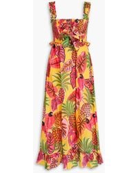 FARM Rio - Bow-detailed Printed Cotton-mousseline Maxi Dress - Lyst