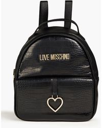 Love Moschino Faux Croc-effect Leather Backpack - Black