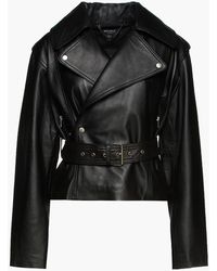 Muubaa Belted Leather Biker Jacket - Black