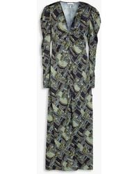 Ganni - Crinkled Paisley-print Stretch-satin Maxi Dress - Lyst