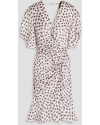 Maje - Cutout Ruched Printed Satin Mini Dress - Lyst