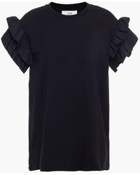 Womens Clothing Tops Short-sleeve tops Victoria Beckham Synthetic Sequined Crepe De Chine Top in Black Victoria 