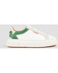 Tory Burch - Adria sneakers aus narbenleder mit velourslederbesatz - Lyst