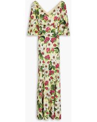 Dolce & Gabbana - Pleated Floral-print Silk-blend Maxi Dress - Lyst