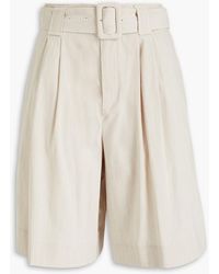 Ganni - Belted Woven Shorts - Lyst