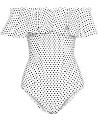 Lisa Marie Fernandez Mira Off-the-shoulder Ruffled Swimsuit White