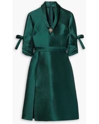 Reem Acra - Crystal-embellished Satin-piqué Mini Dress - Lyst