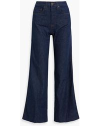 Veronica Beard - Taylor Frayed High-rise Wide-leg Jeans - Lyst