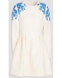 Valentino Garavani - Embellished Wool And Silk-blend Crepe Mini Dress - Lyst