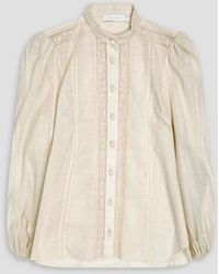 Zimmermann - Crocheted Lace-Trimmed Cotton-Gauze Shirt - Lyst