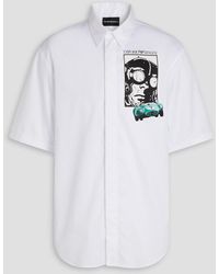 Emporio Armani - Bedrucktes hemd aus twill aus einer baumwollmischung - Lyst
