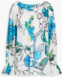 Aje. - Cool camelia hemd aus einer leinen-seidenmischung mit floralem print - Lyst