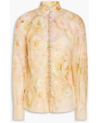 Zimmermann - Crystal-Embellished Floral-Print Linen And Silk-Blend Gauze Shirt - Lyst