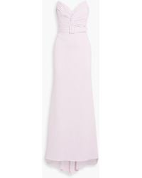 Badgley Mischka - Strapless Belted Crepe Gown - Lyst