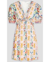 Saloni - Lea Printed Ecovero-blend Crepe Mini Dress - Lyst