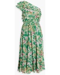 Mikael Aghal - One-shoulder Layered Floral-print Georgette Midi Dress - Lyst
