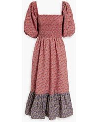 RHODE - Eloise Shir Floral-print Cotton Midi Dress - Lyst