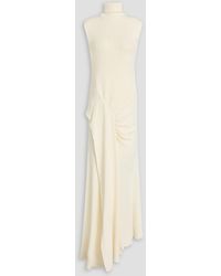 Victoria Beckham - Ribbed-Knit And Crepe Turtleneck Maxi Dress - Lyst