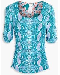 Diane von Furstenberg - Ali Reversible Printed Stretch-mesh Top - Lyst