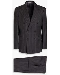 Canali - Double-breasted Pinstriped Wool And Cashmere-blend Suit - Lyst