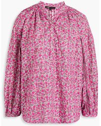 Maje - Bluse aus baumwolle mit lochstickerei und floralem print - Lyst
