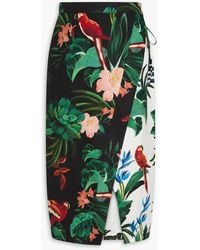 FARM Rio - Floral-print Linen-blend Midi Wrap Skirt - Lyst