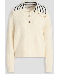 Sandro - Cable-Knit Wool-Blend Polo Sweater - Lyst