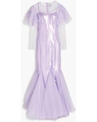 Damen Bekleidung Kleider Kleider für formelle Anlässe und Abendkleider Huishan Zhang Tüll Elisha Gestuftes Robe Aus Seidentüll Zum Binden in Pink 